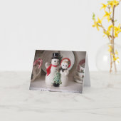 Carte de Noël vintage bonhomme de neige vierge (Fleur jaune)