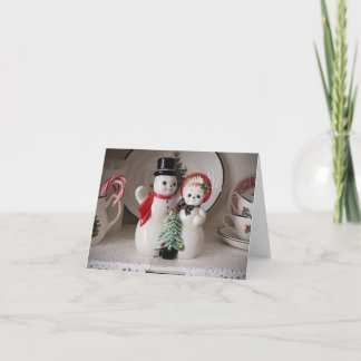 Carte de Noël vintage bonhomme de neige vierge