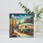 Carte de Noël vintage Camper Saguaro Cactus (Debout devant)