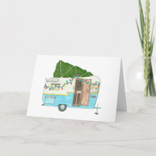 Carte de Noël vintage Camping Trailer