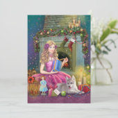 Carte de Noël Vintage. Cheminée de Noël (Debout devant)