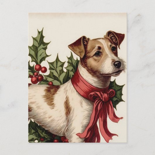 Carte de Noël vintage chien (Devant)