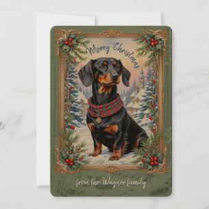 Carte de Noël Vintage Chien Dachsund