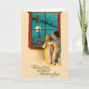 Carte de Noël Vintage Christmas Eve Père Noël