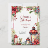 Carte de Noël vintage couleur d'aquarelle (Devant)