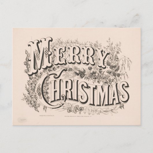 Carte de Noël vintage | Couronne de Noël joyeux (Devant)