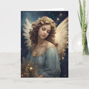 Carte de Noël vintage d'ange avec message personna