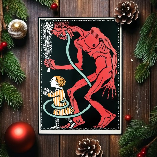 Carte de Noël vintage d'art de Krampus