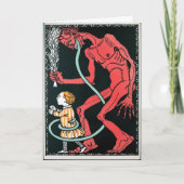 Carte de Noël vintage d'art de Krampus (Devant)