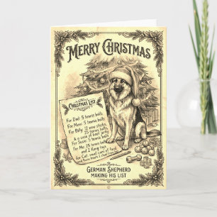 Carte de Noël vintage de Berger Allemand avec bio.