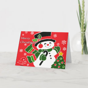 Carte de Noël vintage de bonhomme de neige