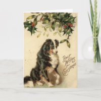 Carte de Noël vintage de border collie