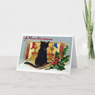 Carte de Noël vintage de chat