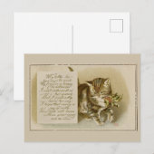 Carte de Noël vintage de chaton (Devant / Derrière)