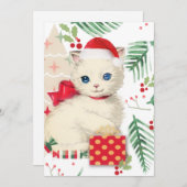 Carte de Noël vintage de chaton (Devant / Derrière)