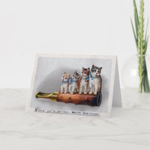 Carte de Noël vintage de chats victoriens