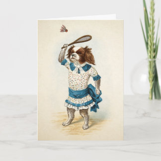 Carte de Noël vintage de chien de badminton