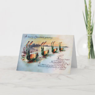 Carte de Noël vintage de grenouilles victoriennes