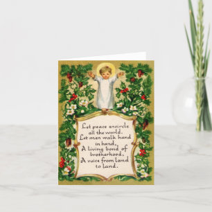 Carte de Noël vintage de Jésus bébé paix