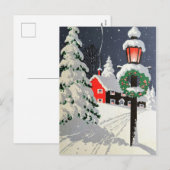 Carte de Noël vintage de l'église de vacances (Devant / Derrière)