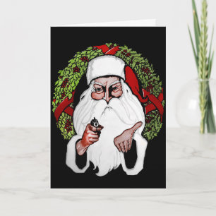 Carte de Noël vintage de Père Noël avec un fusil