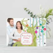 Carte de Noël vintage Deer Birch Tree (Debout devant)