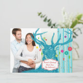 Carte de Noël vintage Deer Birch Tree (Debout devant)