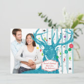 Carte de Noël vintage Deer Birch Tree (Debout devant)