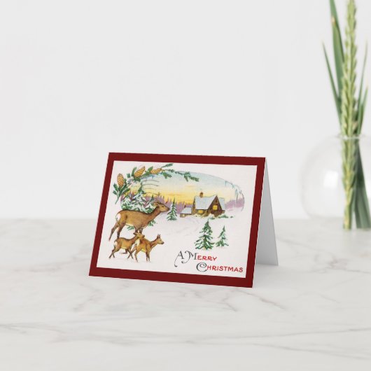 Carte de Noël vintage Deer Old Fashioned (Devant)