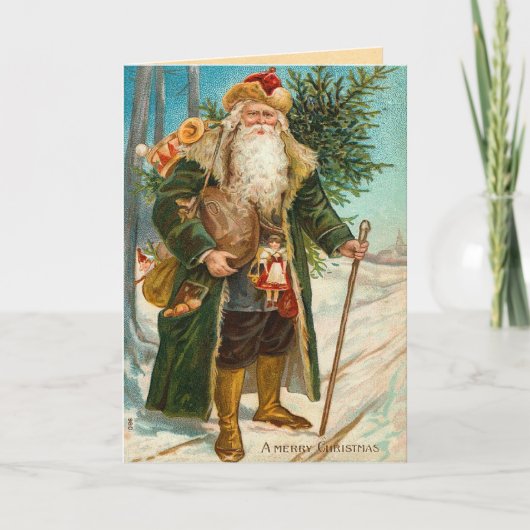 Carte de Noël vintage du père noël (Devant)