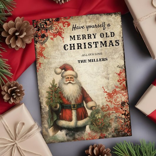 Carte de Noël vintage du Père Noël