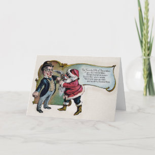 Carte de Noël vintage du Père Noël avec un fusil