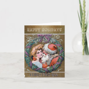 Carte de Noël Vintage du Père Noël Kisses