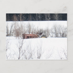 Carte de Noël vintage du tracteur oublié