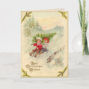 Carte de Noël Vintage Enfants