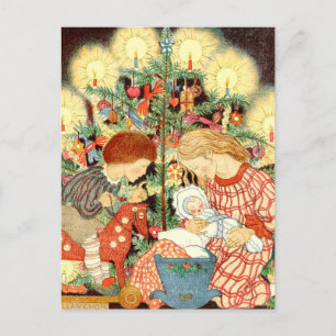 Carte de Noël Vintage Enfants de l'arbre de Noël