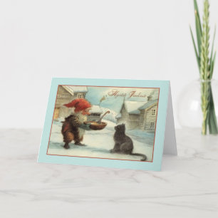 Carte de Noël vintage finlandaise Hyvää Joulua