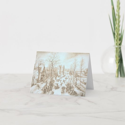 Carte de Noël Vintage HIVER & SKATERS (1886) (Devant)