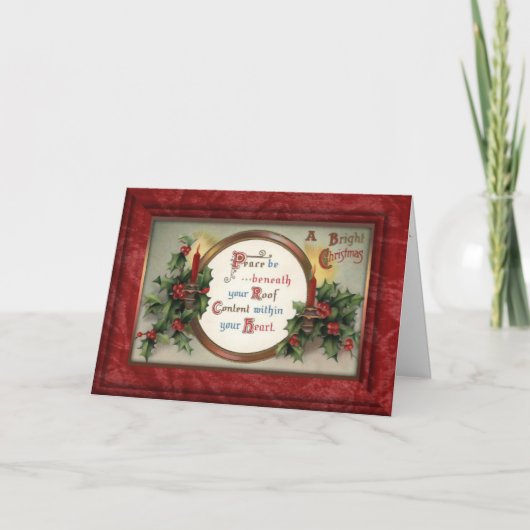 Carte de Noël vintage Holly et bougies (Devant)