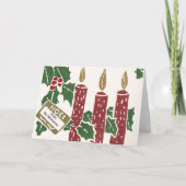 Carte de Noël vintage impression linogravure Bougi (Devant)
