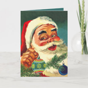 Carte de Noël vintage Jolly Santa Claus