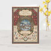 Carte de Noël vintage joyeuse (Fleur jaune)