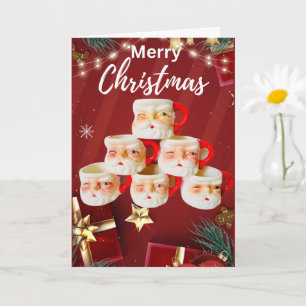 Carte de Noël vintage Joyeux Père Noël Mugs