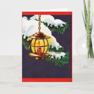 Carte de Noël vintage - lanterne de vacances