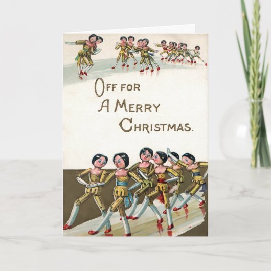 Carte de Noël vintage Marching Dolls en Bois (Devant)