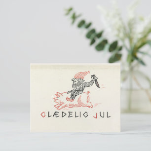 Carte de Noël Vintage Norvège   Glæ delig Jul Gnom