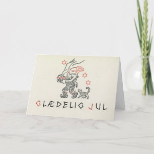 Carte de Noël Vintage Norvège Glæ delig Jul Gnom