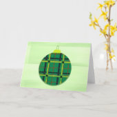 Carte de Noël vintage Ornement Plaid Vert (Fleur jaune)