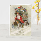 Carte de Noël Vintage | Père Noël automobile vinta (Fleur jaune)
