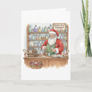 Carte de Noël Vintage personnalisée pour pharmacie